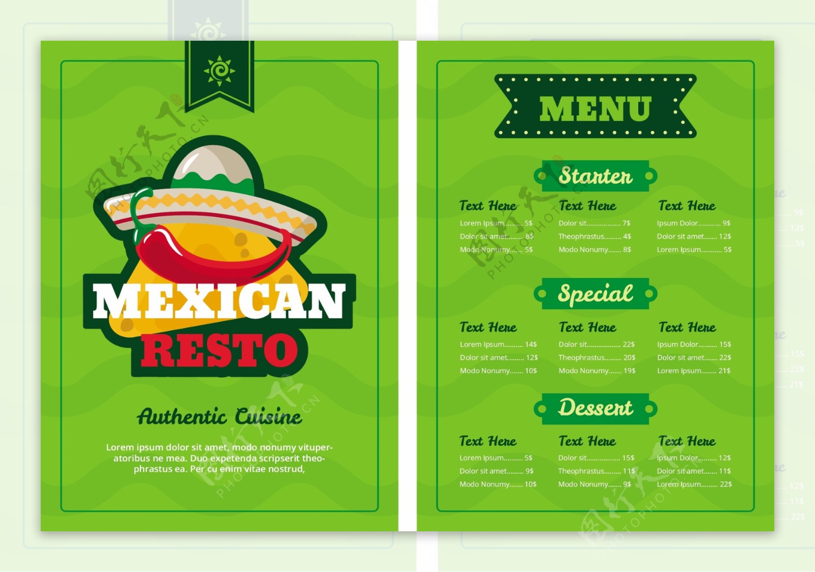 墨西哥餐厅菜单