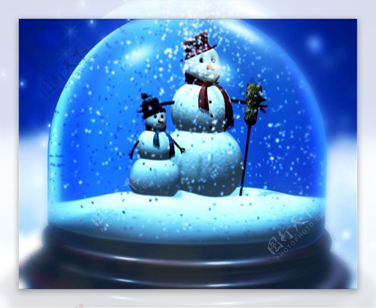 梦幻唯美圣诞玻璃雪球雪人装饰素材