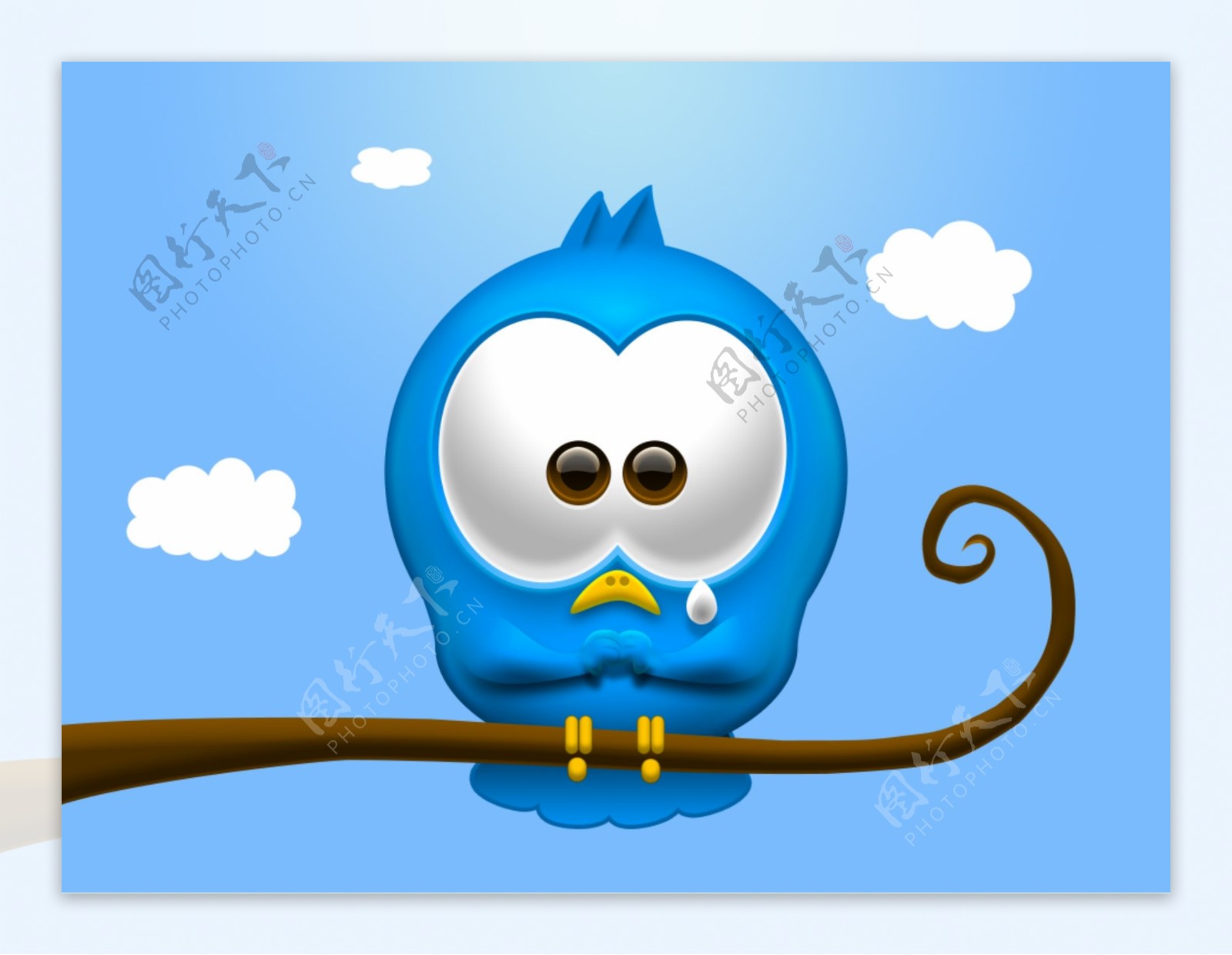 蓝色精美小鸟icon图标素材