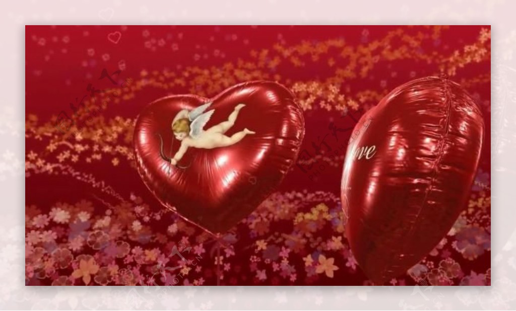 浪漫梦幻爱情花瓣气球动态背景视频素材
