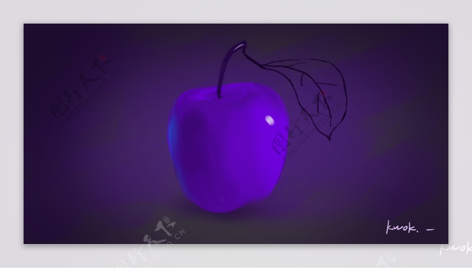 紫色浪漫苹果手绘