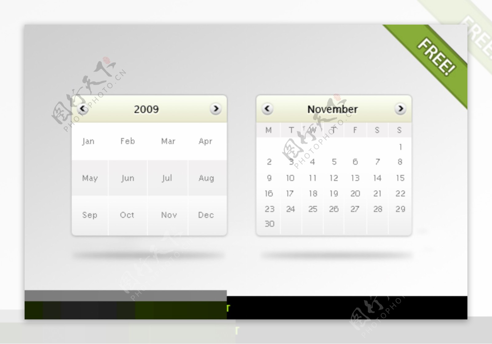 白色日历及日历部件设计素材