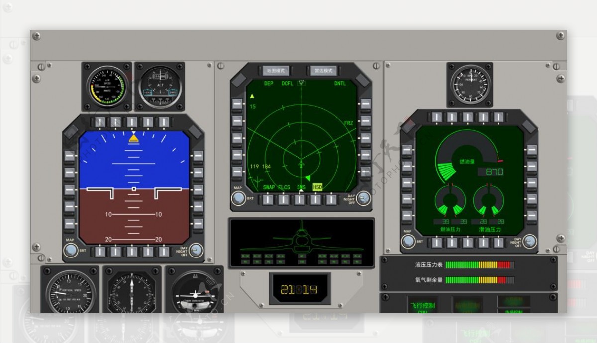 战斗机模拟器仪表