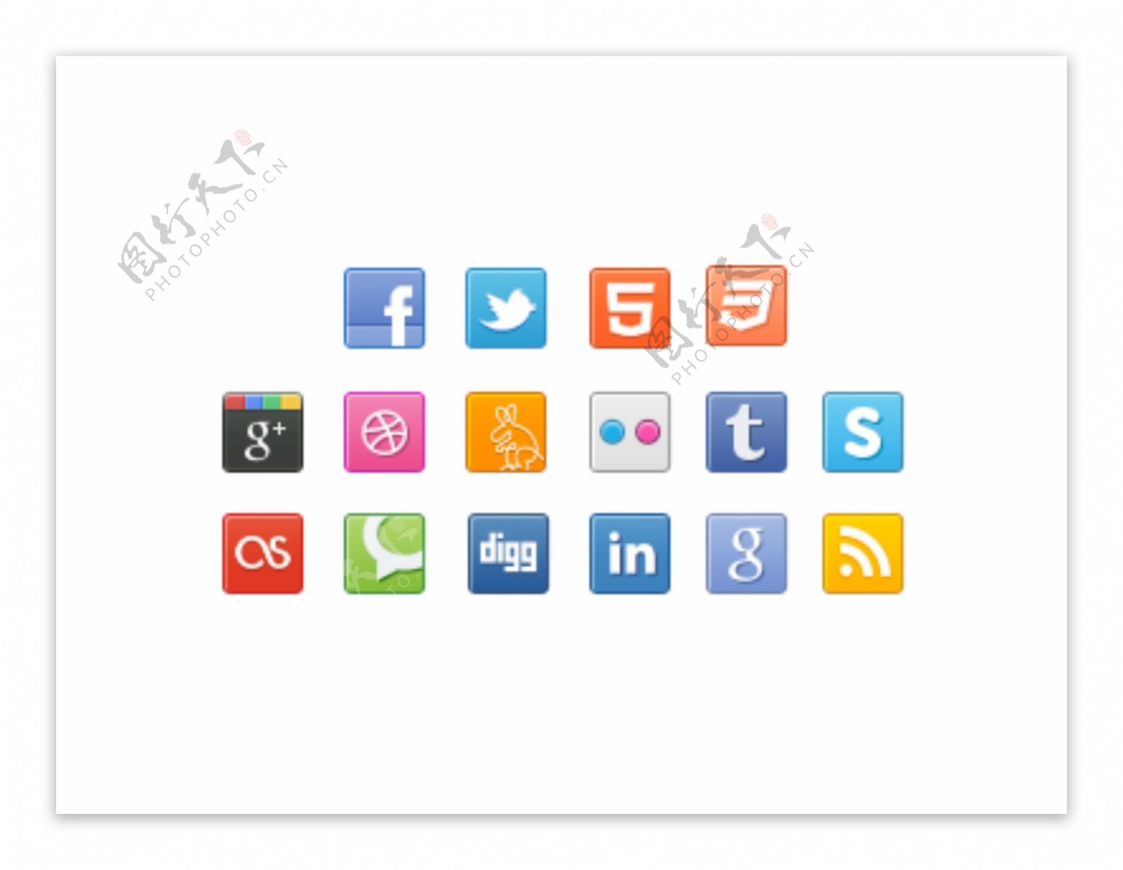 网页社交多媒体icon图标设计