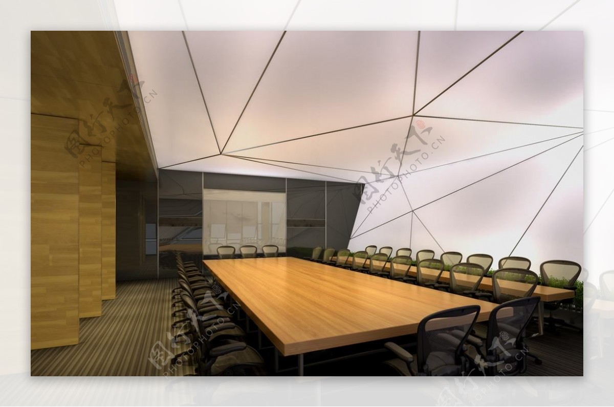 时尚混搭风格办公空间会议室效果图