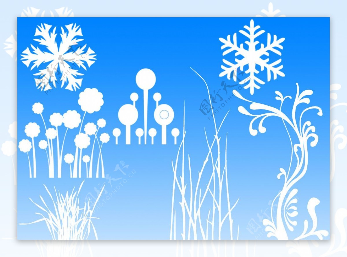 雪花及卡通植物笔刷