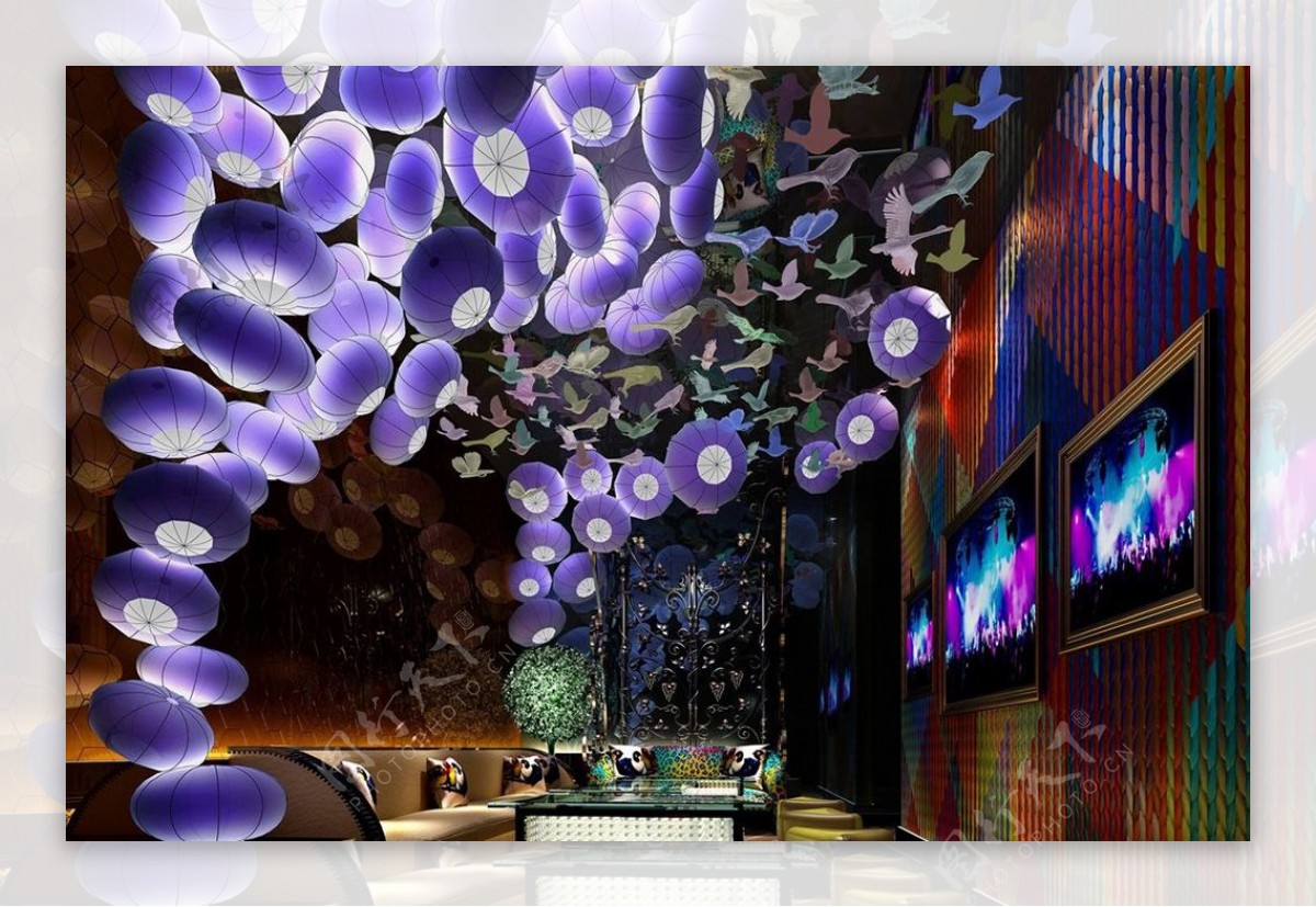 都市大气紫色商业空间包厢设计图片