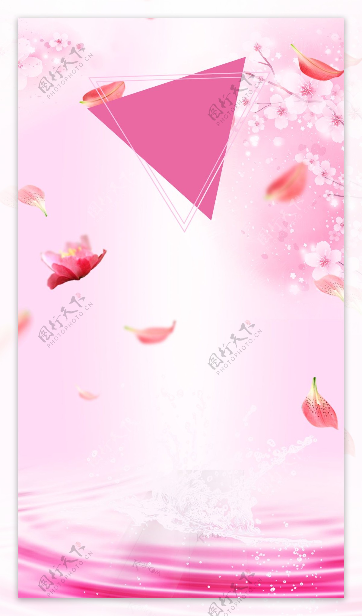 梦幻粉色花朵花瓣H5背景素材