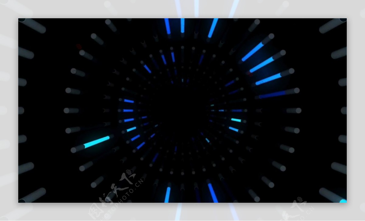 旋转蓝光线隧道背景视频素材