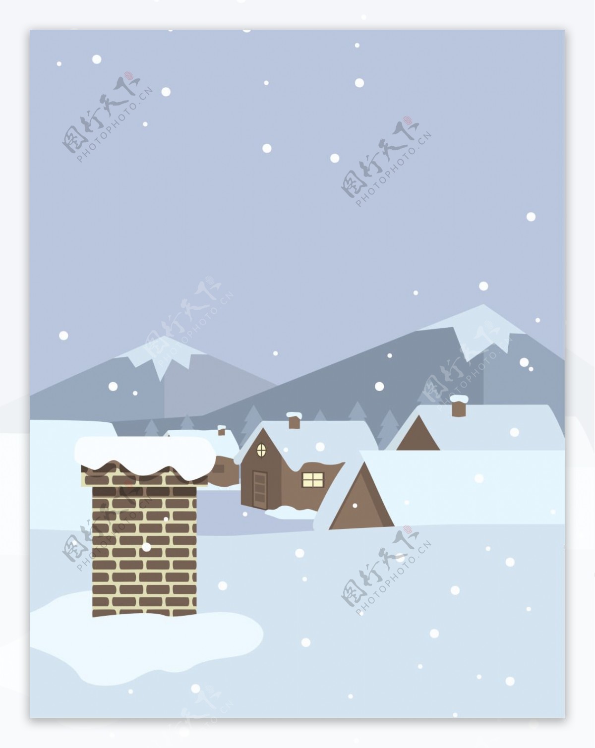 大雪冬季矢量卡通海报背景素材