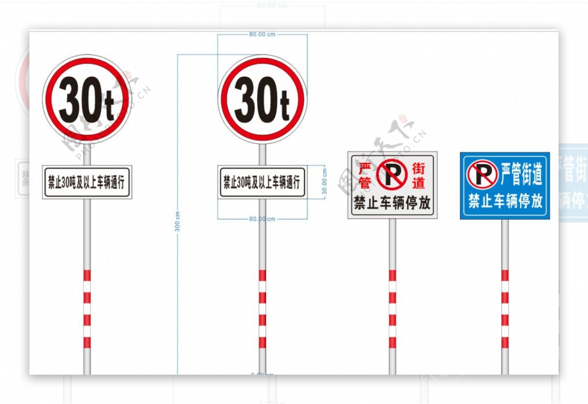禁止车辆停放与限重交通标识牌