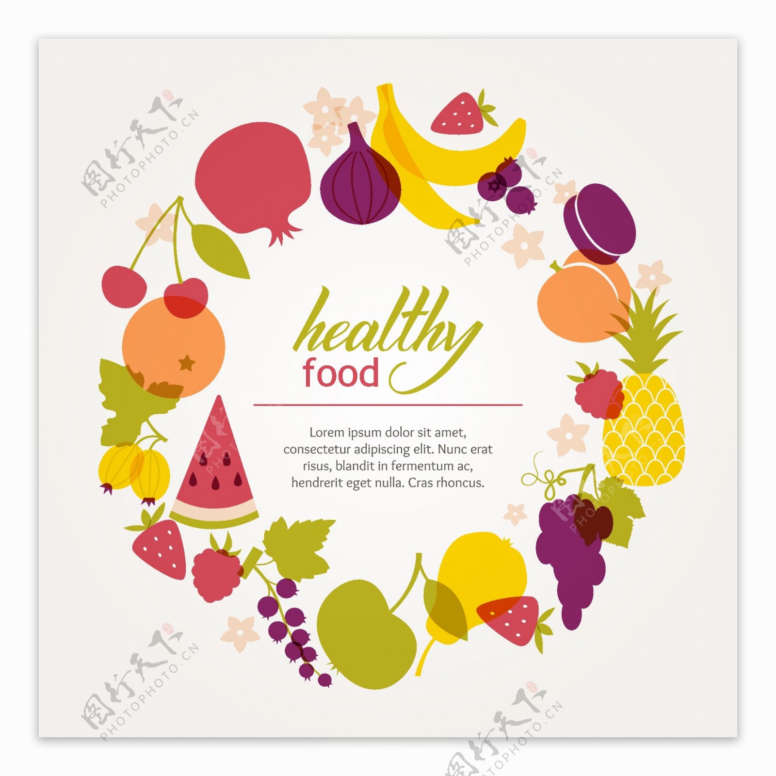 鲜多汁水果圆框健康的饮食素食者和素食主义
