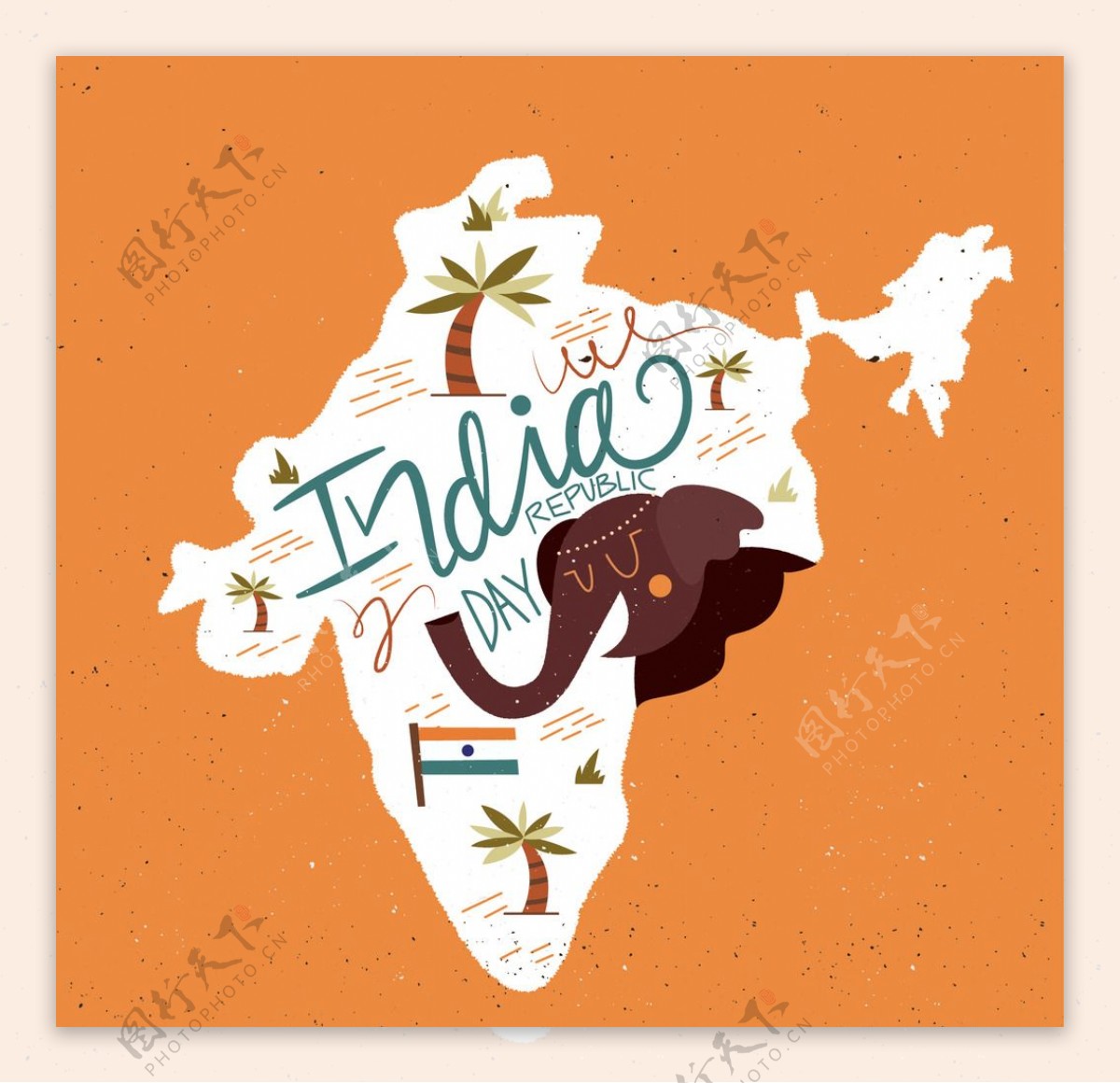 印度共和国日地形图插图