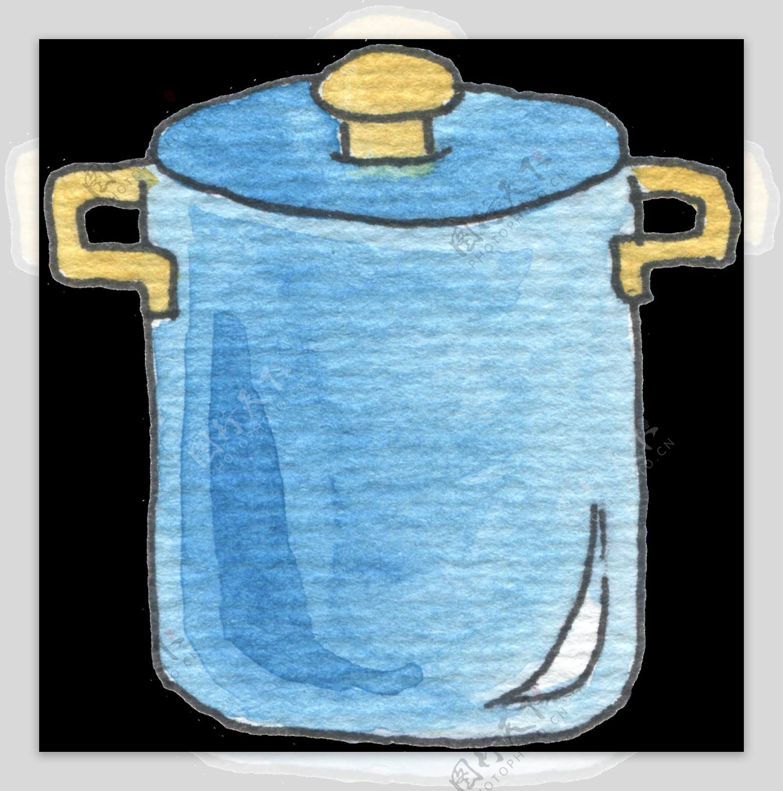 水彩水壶卡通透明素材