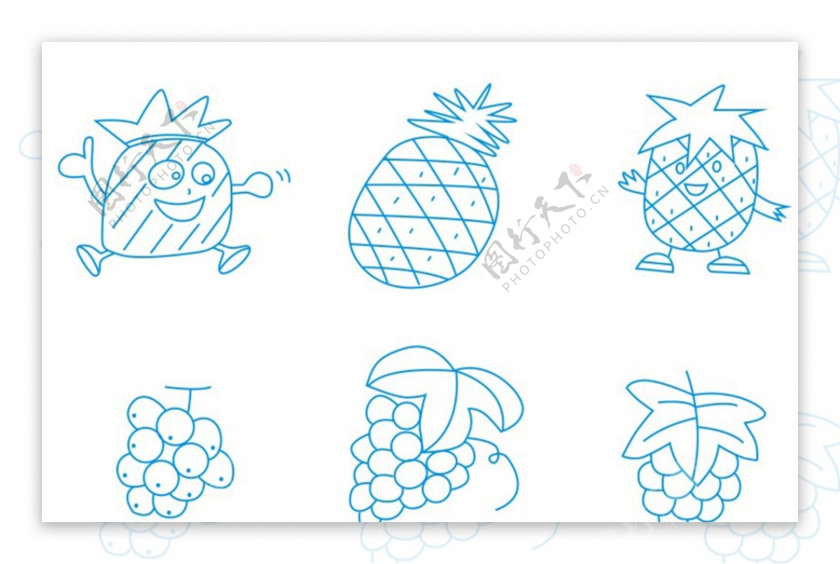 菠萝的简单画法_简笔画 - 搜图案网