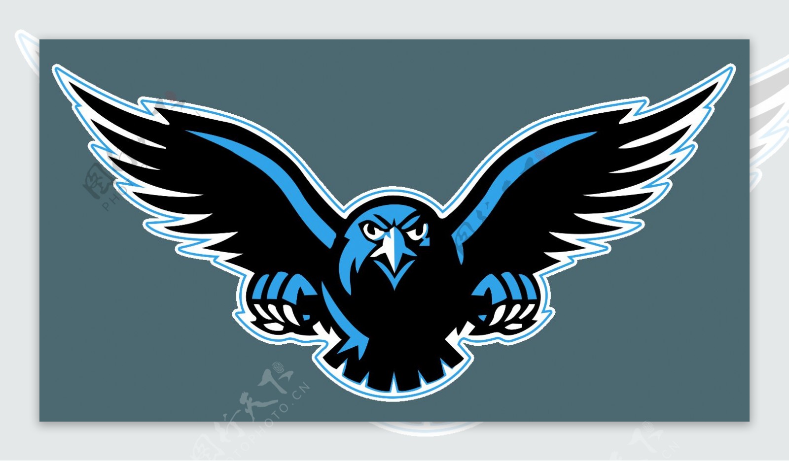 蓝色创意猎鹰标志免抠png透明素材