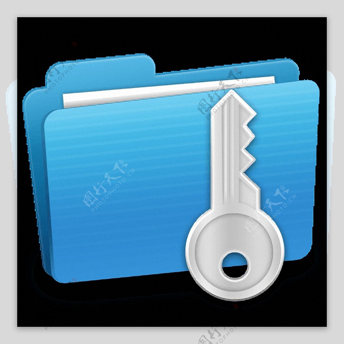 蓝色文件夹钥匙免抠png透明素材