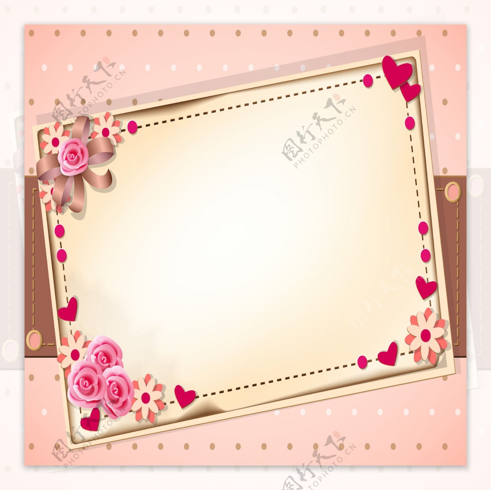 浪漫花朵卡片粉色背景