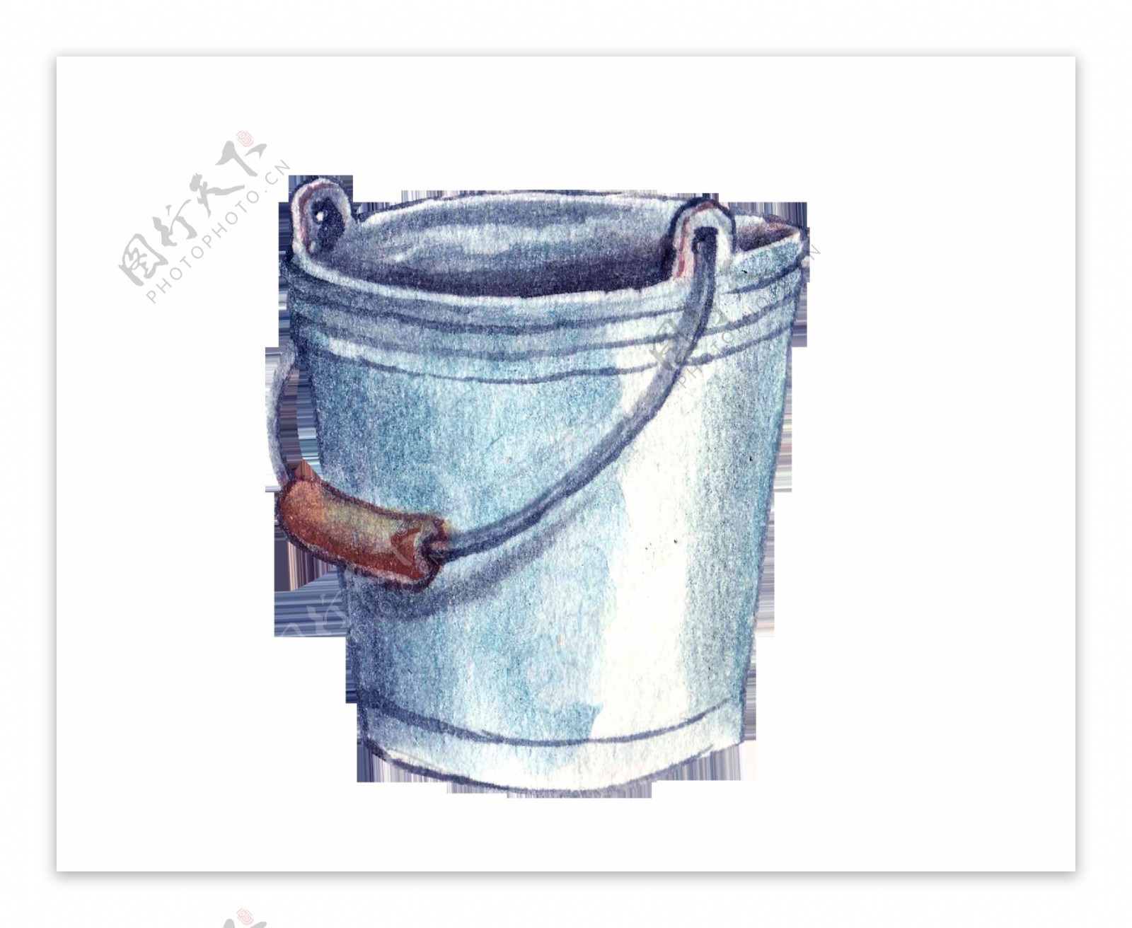 灰色手绘水桶卡通透明水彩素材