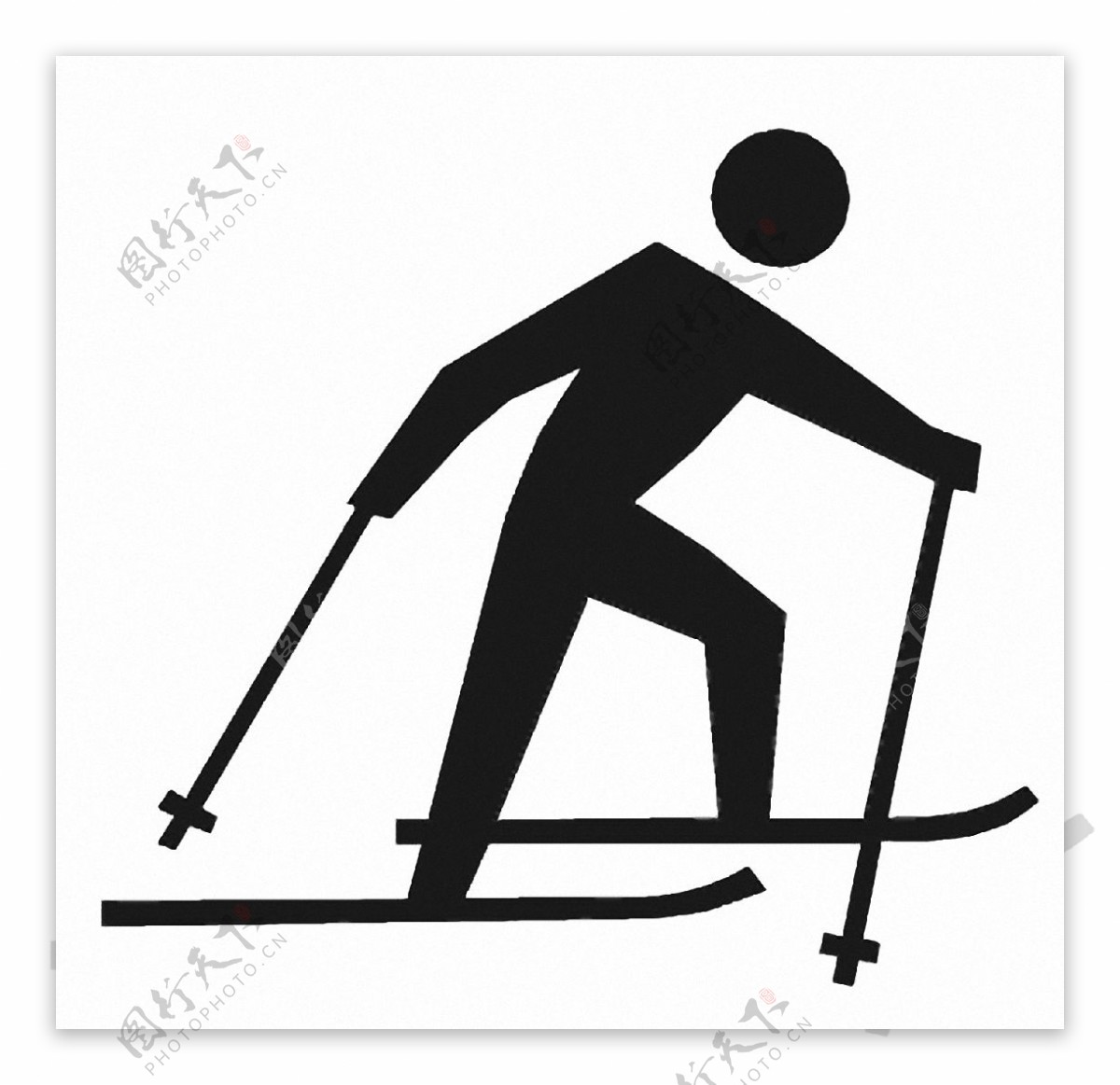 滑雪人物黑色剪影免抠png透明图层素材
