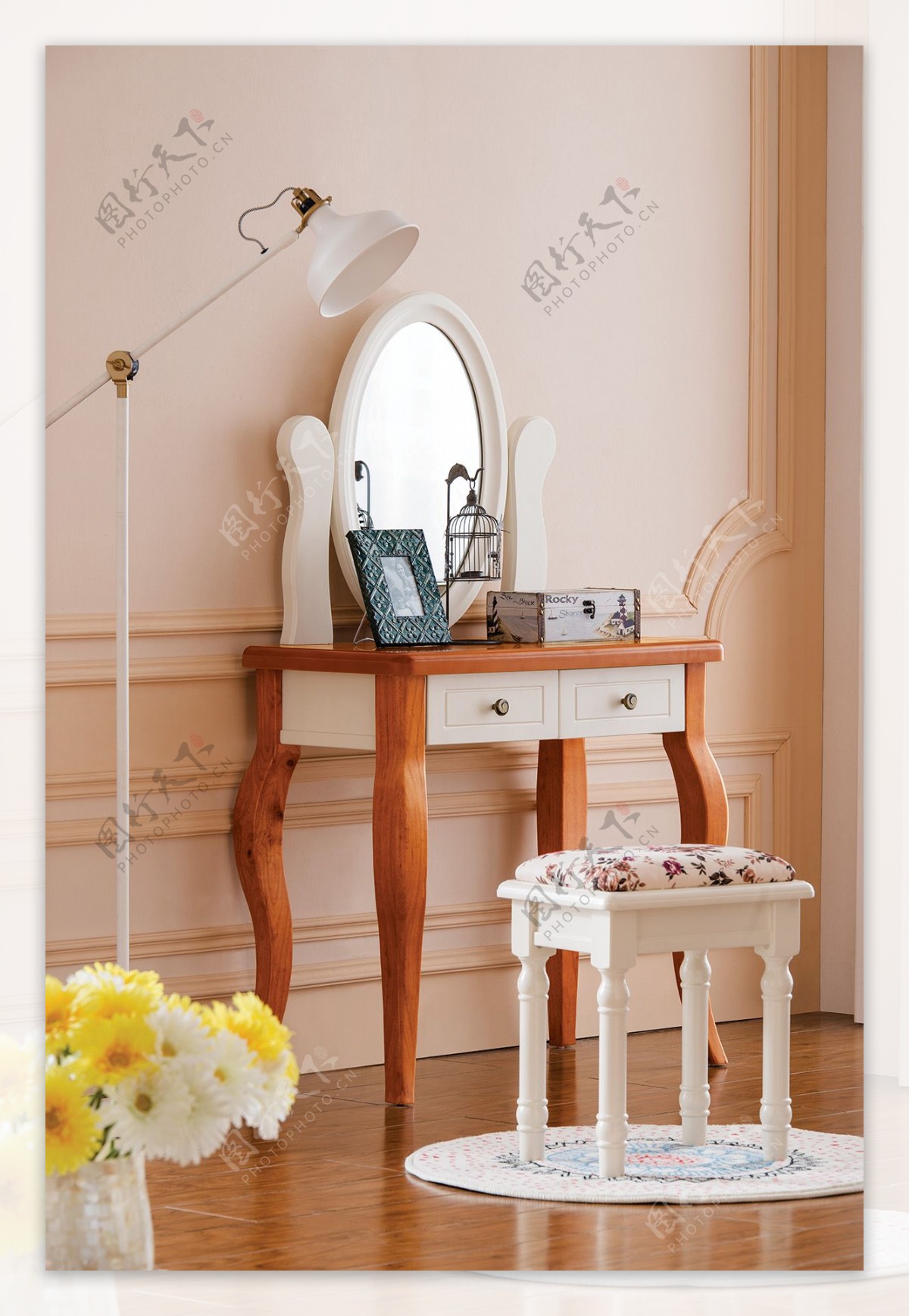 梳妆台木质 卧室简约现代多功能美式化妆台 含凳含镜子厂家直销-阿里巴巴