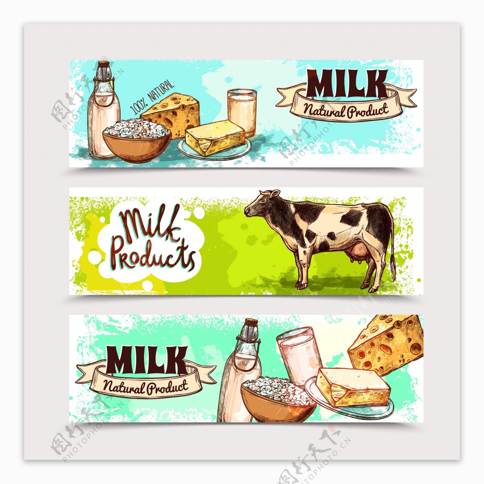 牛奶和奶酪插画
