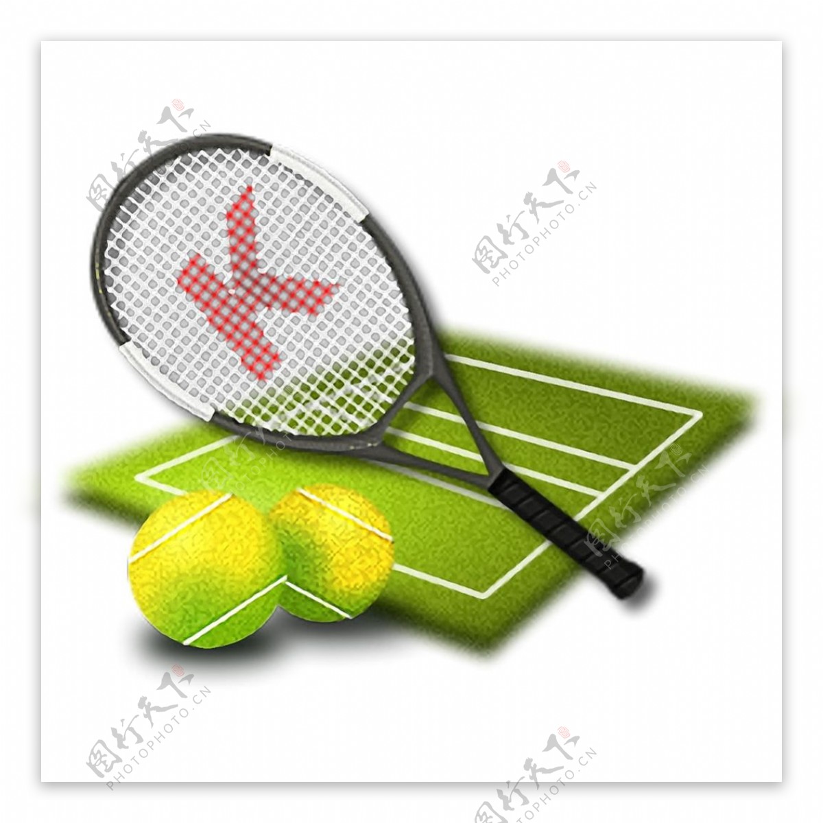 网球场球拍和球免抠png透明素材