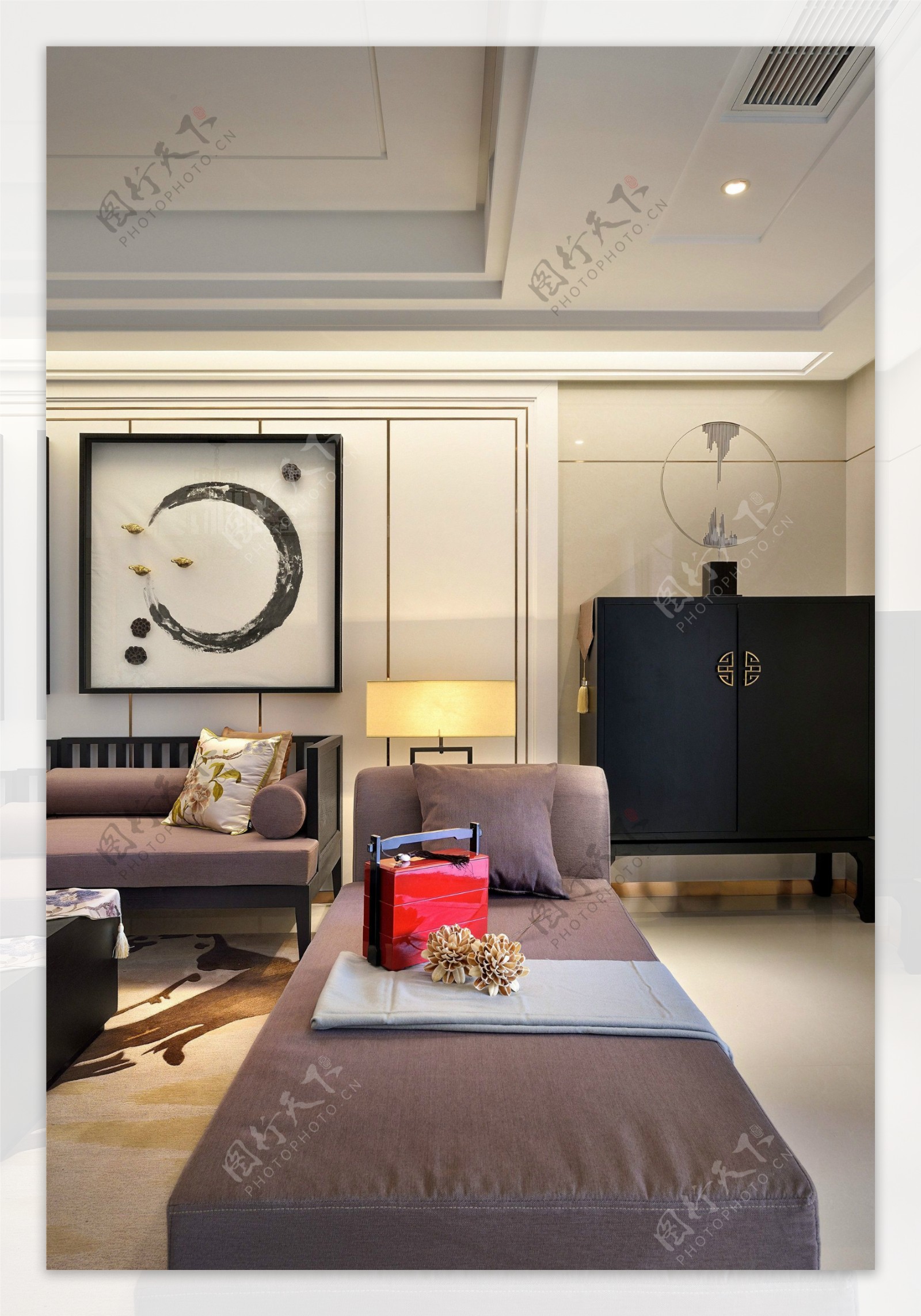 新中式轻奢风格客厅沙发椅效果图