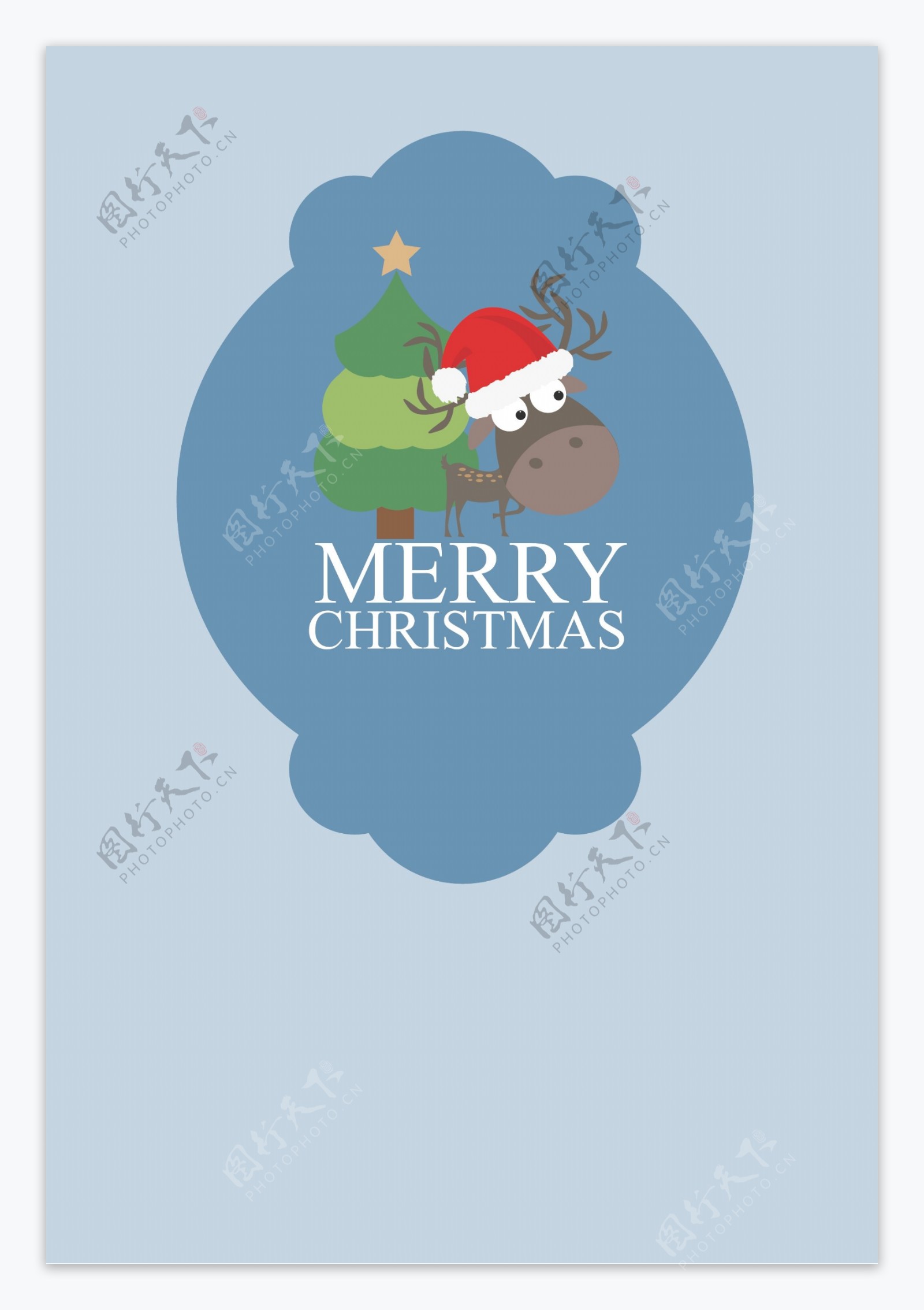 蓝灰驯鹿礼物圣诞海报背景