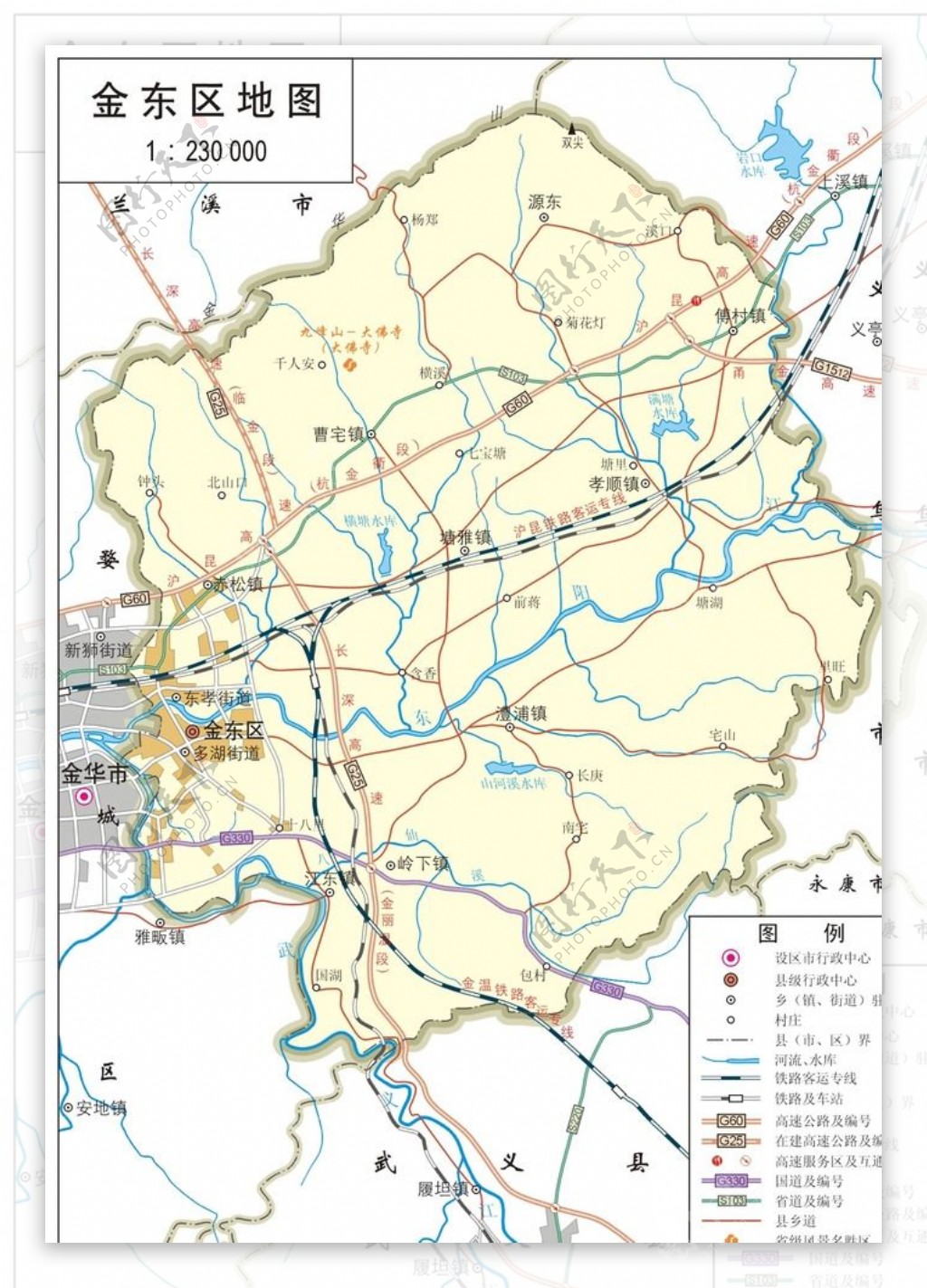 浙江金华市金东区标准地图32K