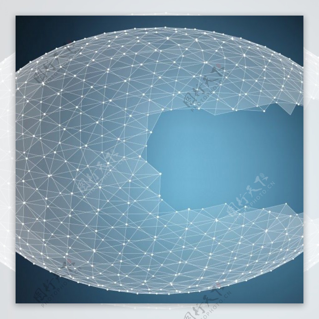 抽象蓝网背景矢量混乱的连接点和多边形空间飞行飞行的碎片未来技术风格卡直线点圆和平面未来的设计