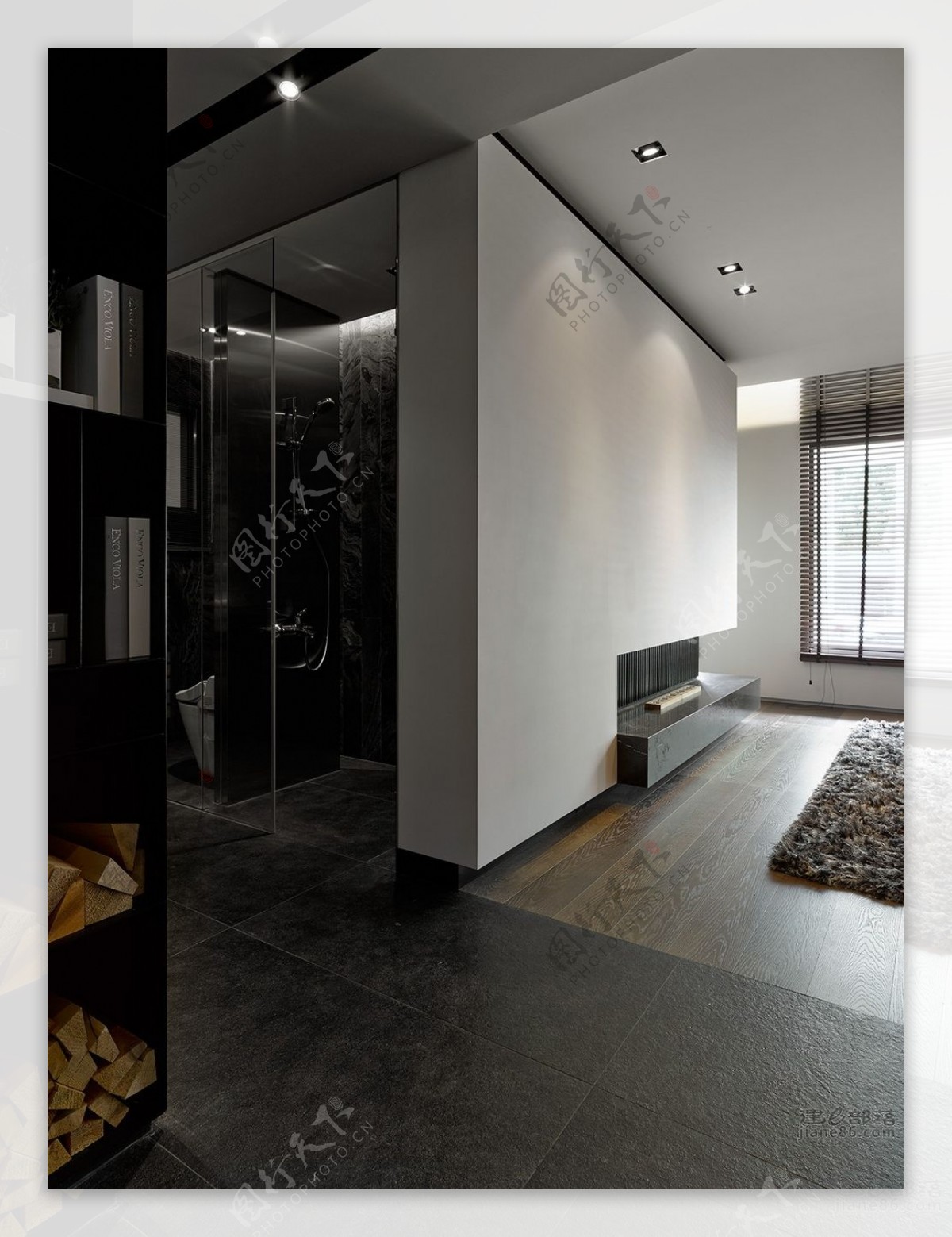 现代质感客厅黑色柜子室内装修效果图