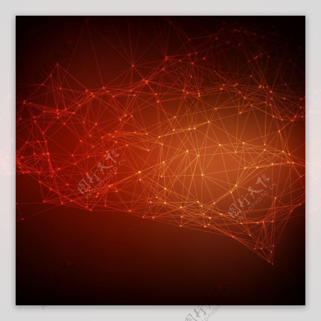 抽象红色网格背景矢量混乱的连接点和多边形空间飞行飞行的碎片未来技术风格卡直线点圆和平面未来的设计