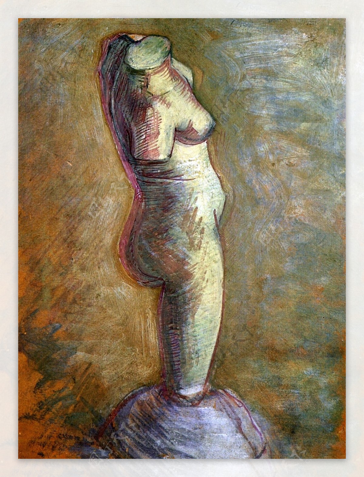 断臂女性白色雕塑油画装饰画