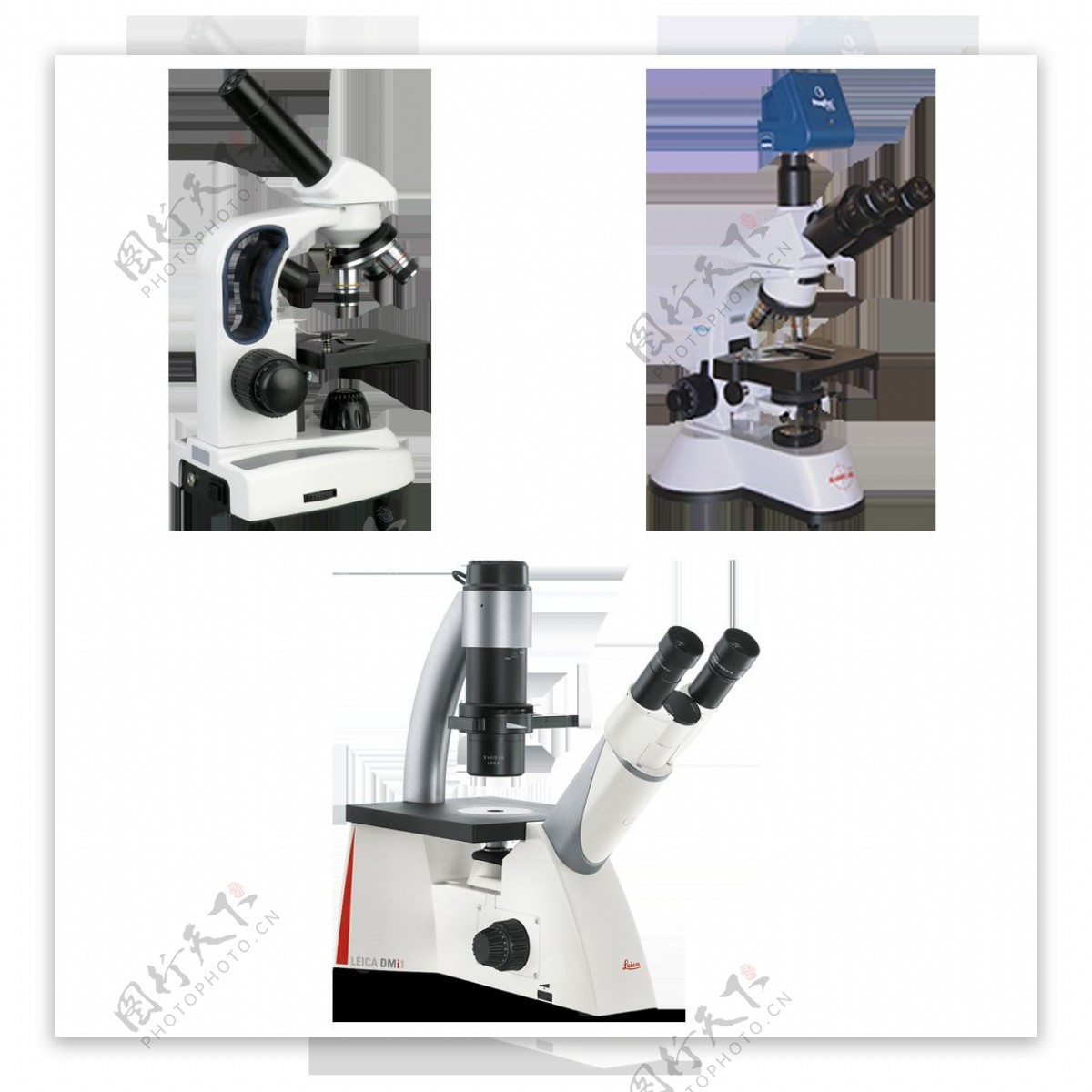 三个显微镜免抠png透明图层素材