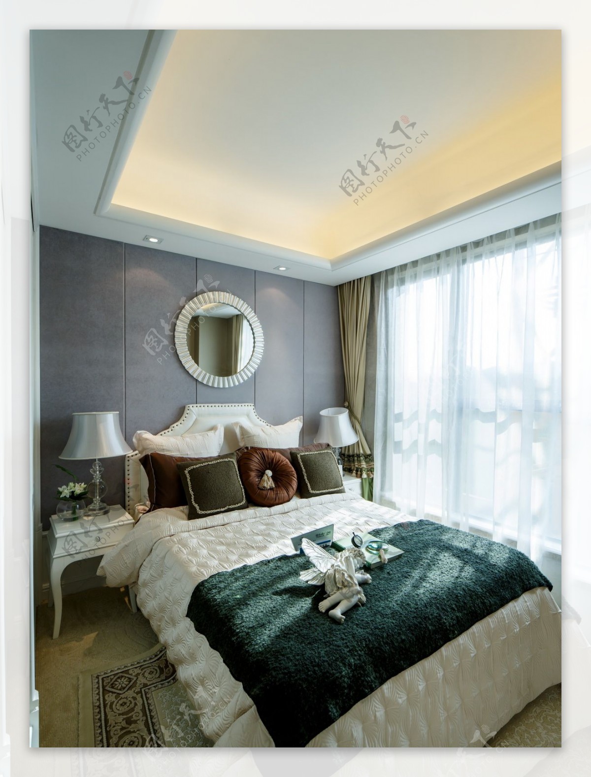 欧式简约风室内设计卧室地毯效果图