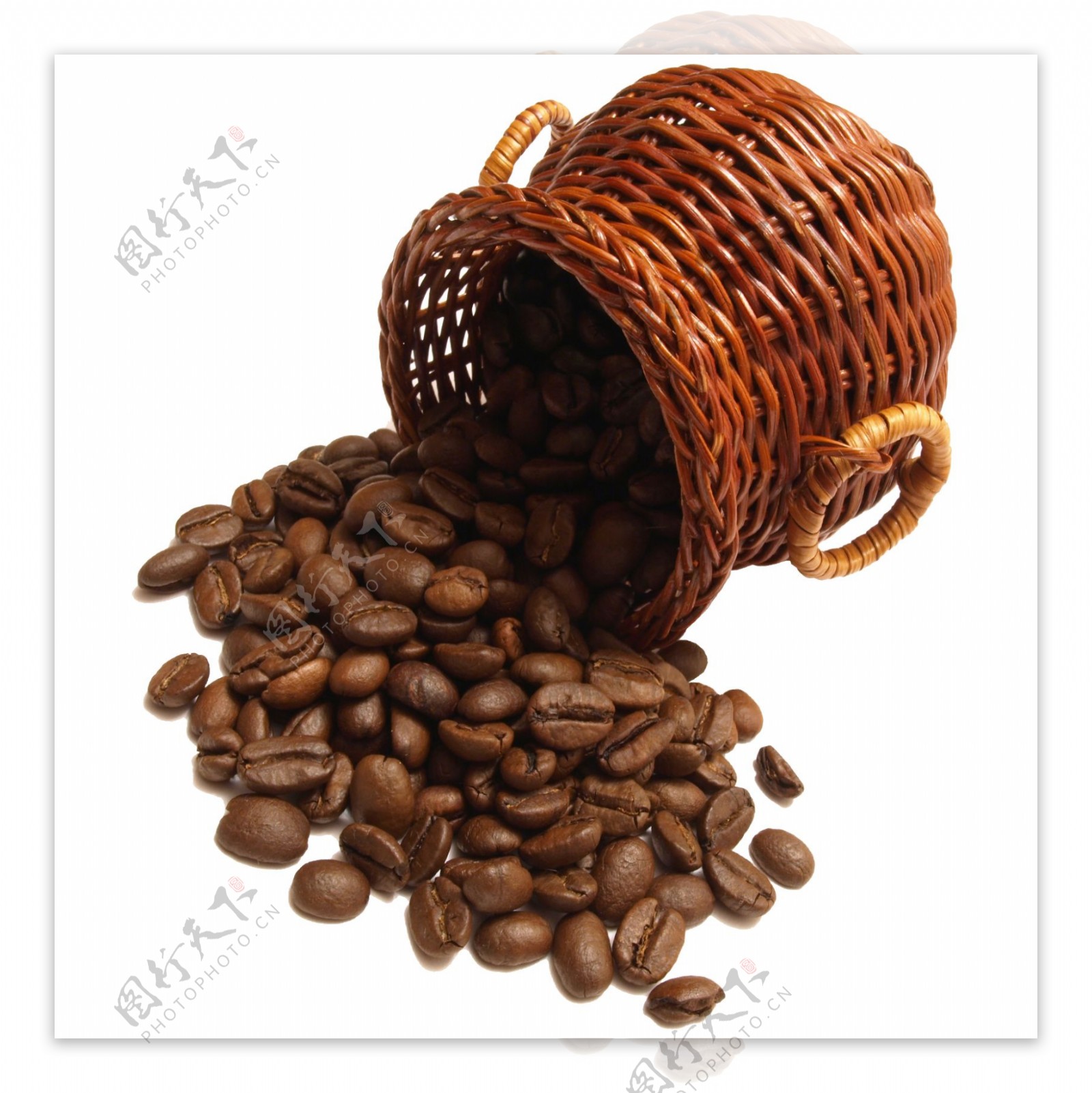 实物竹篮咖啡豆元素