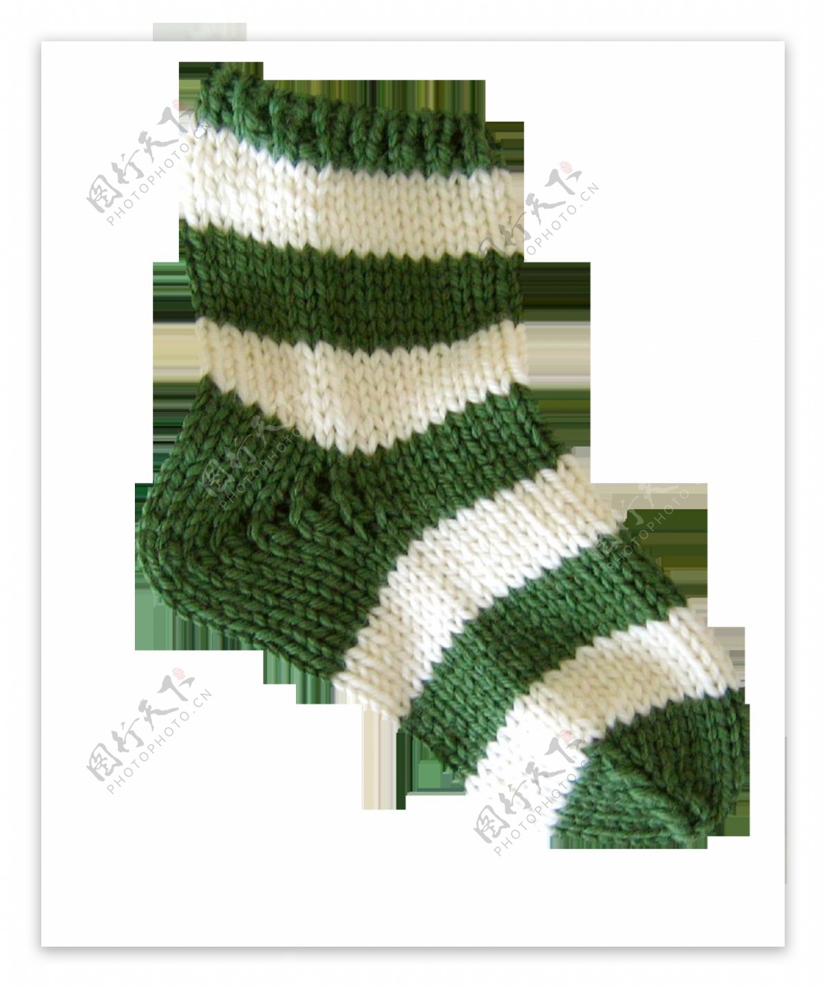 绿色白色条纹袜子免抠png透明图层素材