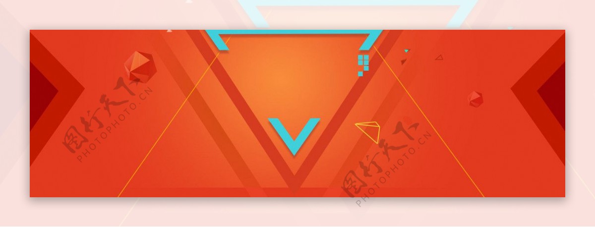 红色几何三角形促销淘宝banner背景