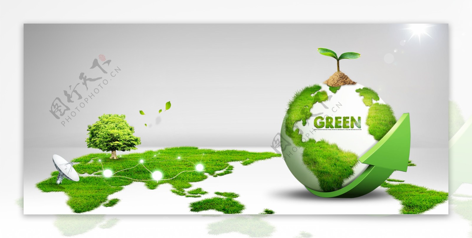 绿色环保和谐低碳全屏banner背景