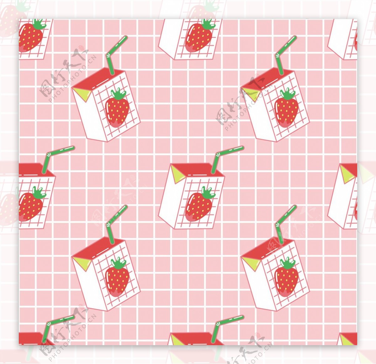 草莓果汁四方连续底纹