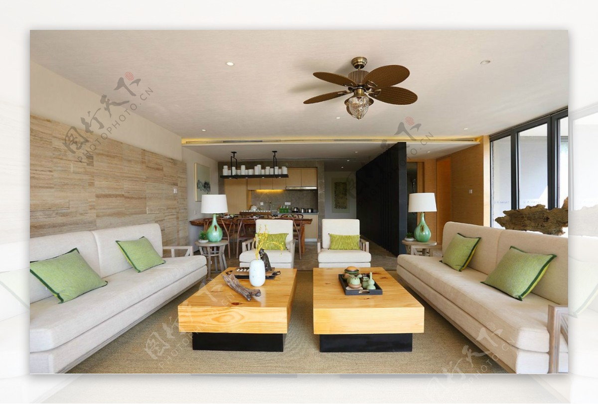 中式简约室内客厅沙发效果图