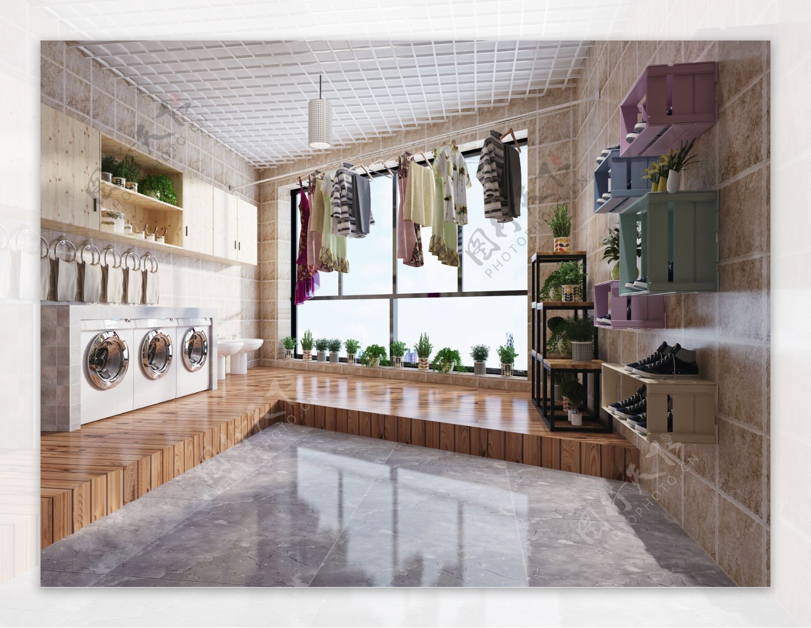 一居室美式古典风格阳台洗衣台装修效果图_猎装网装修平台