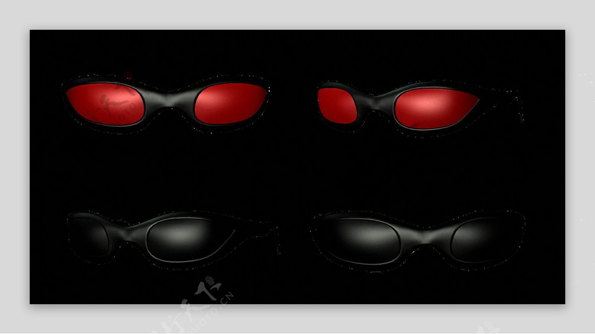 红色和黑色墨镜免抠png透明素材