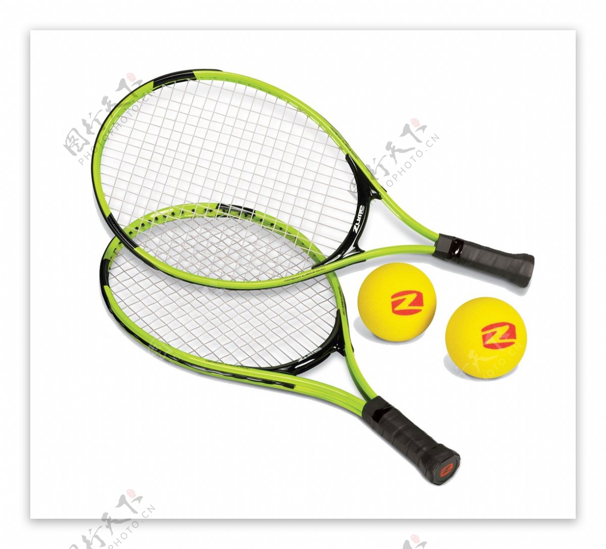 一对绿色网球拍网球免抠png透明素材