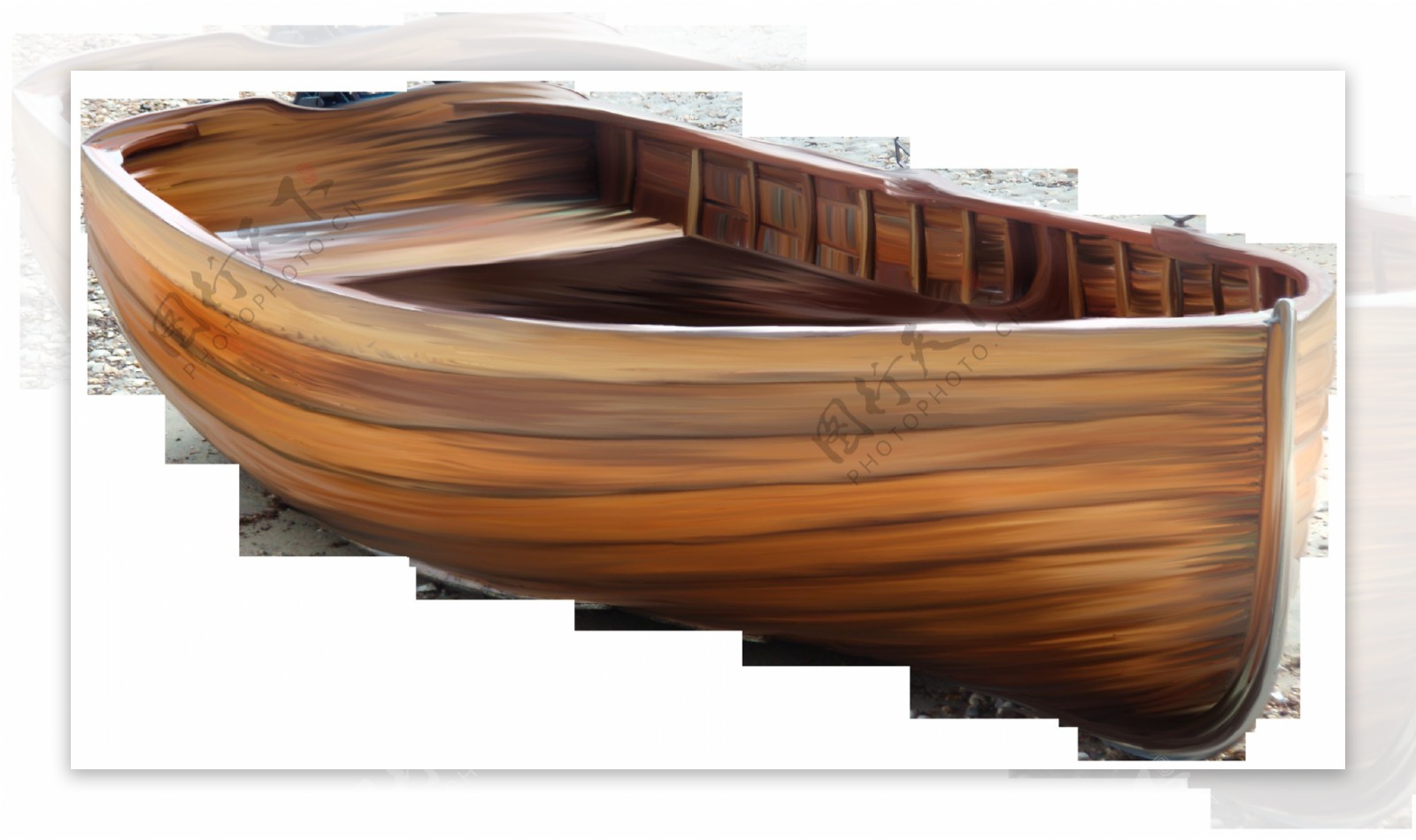 古风木头小船png元素素材