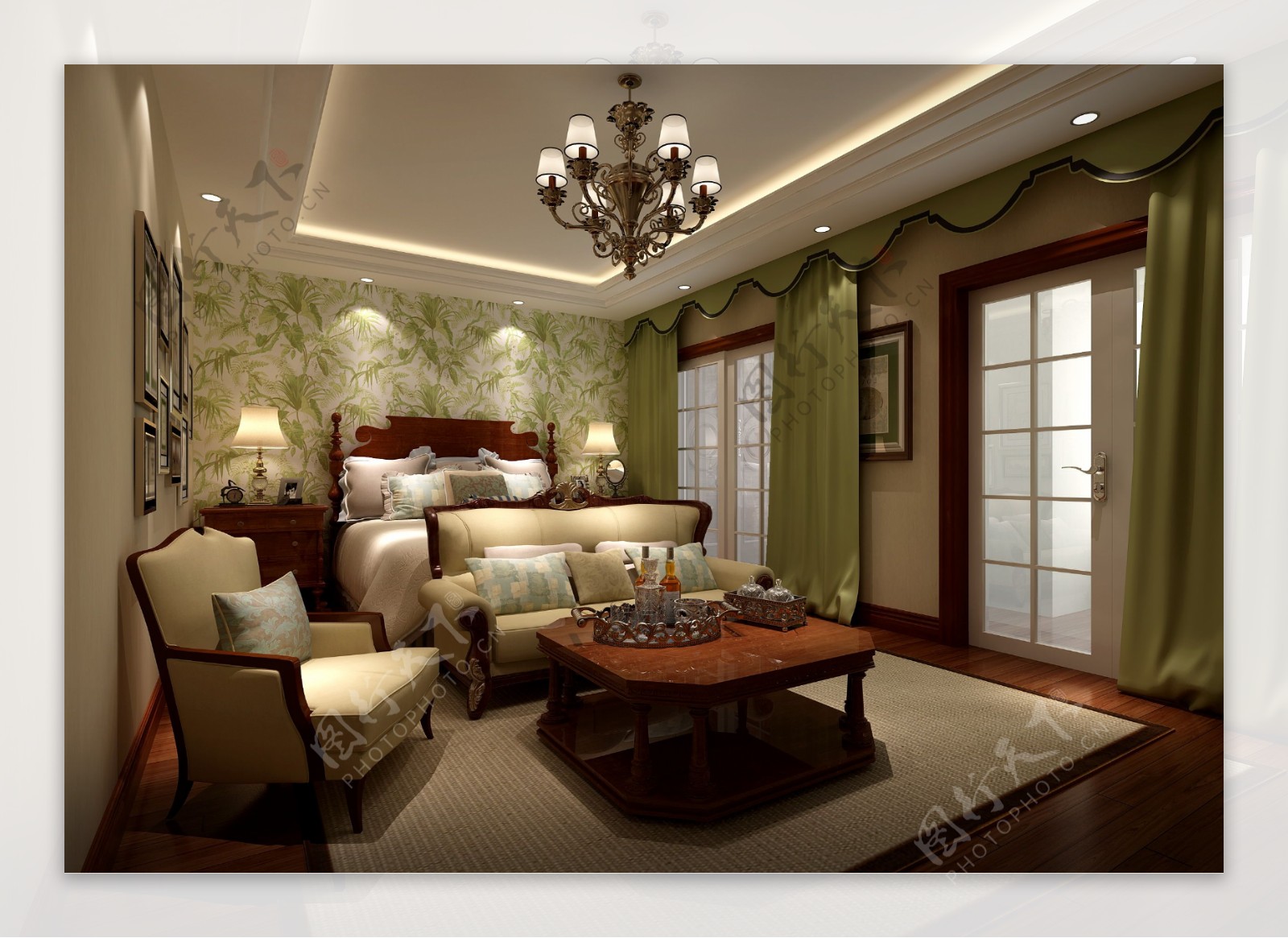 欧式套间欧式卧室窗帘壁纸装修设计效果图 – 设计本装修效果图