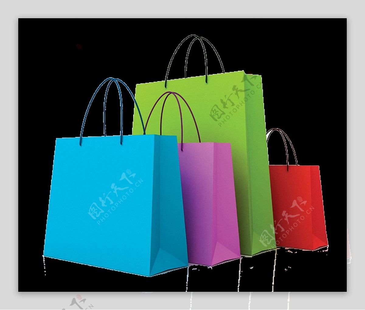 各种颜色购物袋免抠png透明图层素材