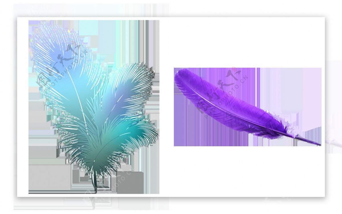 蓝色漂亮羽毛免抠png透明图层素材