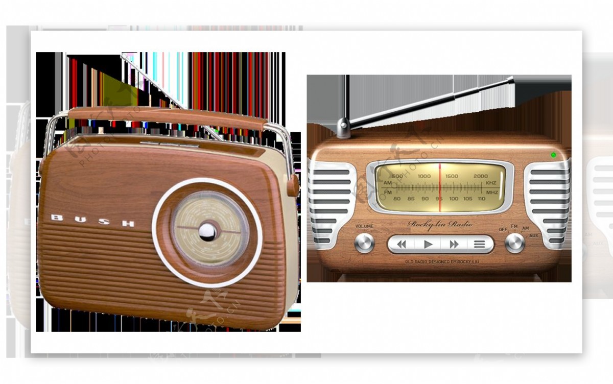 两个收音机免抠png透明图层素材
